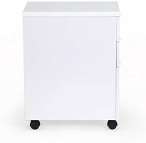 NBF Esquire 16 W Office Files Pedestal Cabinet - 3 Drawer File Cabinet with Lock - Mahogany Laminate Office Filing Cabinets - Modern Mobile File Cabinet Document Storage (22 D x 28 H White)