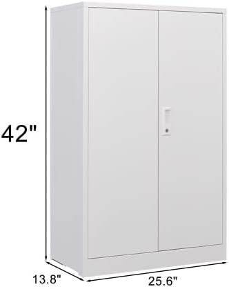 Metal Filing Cabinet Mobile Metal Storage Cabinet with Adjustable Shelf with WheelsLockable Steel Storage Cabinet with Doors Metal Filing Cabinet for Home Office (White)