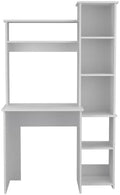 White Desk with 5 Shelves &amp Superior Storage - Modern Home Office Workstation