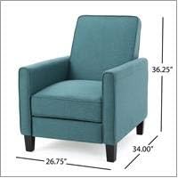 Christopher Knight Home Darvis Fabric Recliner Club Chair Dark Teal 26.75D x 34W x 36.25H in