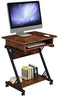 23.5 Inch Small Home Office Desk Study Writing TableMobile Computer Desk with Keyboard Tray Z-Shaped Compact Study TableSmall SpacesSturdy Study Writing Desk for Laptop (Brown)
