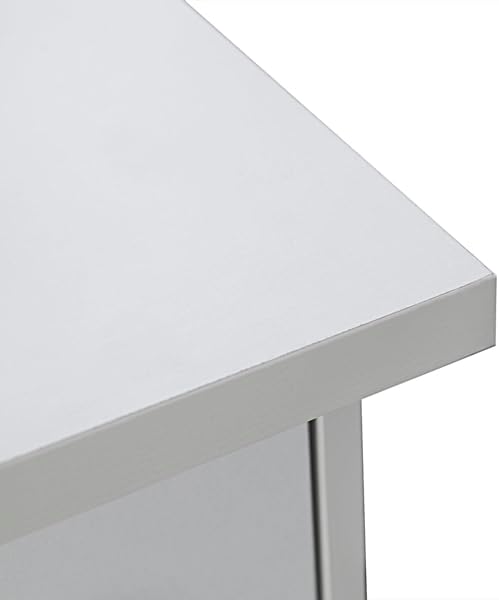 Modern White Computer Desk 47 Office Desk with Cabinet Writing Gaming Table on Wheels Home Office Desk for Bedroom Study Table 120 x 54 x 80CM