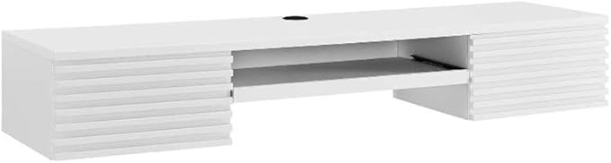 Modway Render Wall Mount Particleboard and Wood Office Desk in White