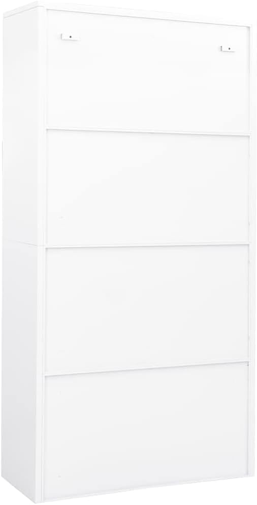 Metal Office Cabinet Garage Storage Cabinet with 4 Doors and Adjustable Shelves 70.9 White Steel Lockable File CabinetLocking Tool Cabinets for OfficeHome (Style B)
