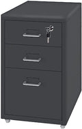 File Cabinet with 3 Drawer Metal Mobile File Cabinet with Lock Casters Under Desk Metal Locker Cabinet for(Color:Black)