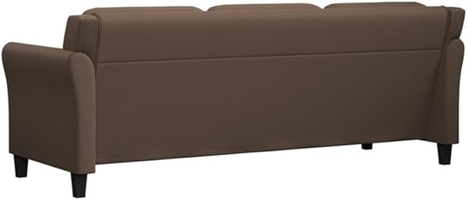 BOWERY HILL Transitional Set of 2 Solid Hardwood Frame Brown Microfiber Upholstered Stationary Sofa &amp Loveseat with Tufted Back Cushions