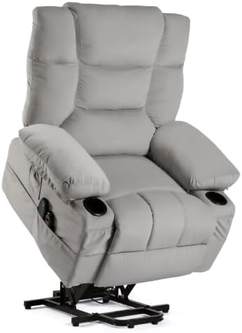 Electric Power Lift Recliner Chair Recliner Sofa for Elderly Heat and Massage2 Cup Holders Recliners Chairs for Living Room Infinite Position and Double 2 Side Pocket (Dark Grey)