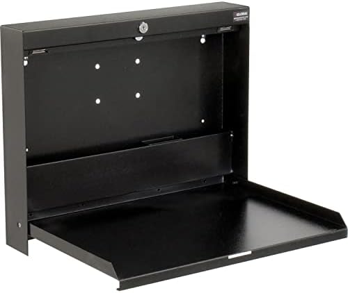 Global Industrial Folding Wall Mounted Shop Desk Locking 20 W x 3-3/8D x 16-3/8H Black