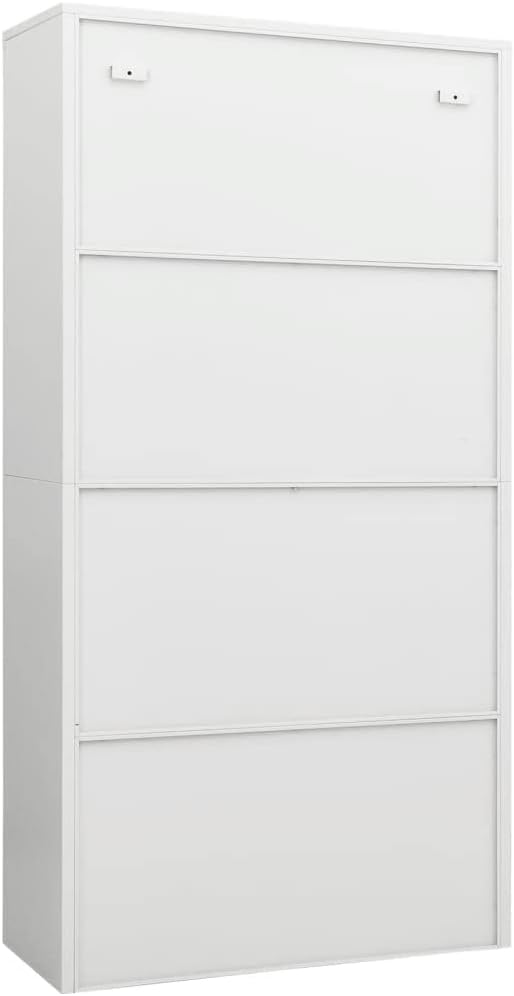 Metal Locker Cabinet Garage Storage Cabinet with 2 Doors and 4 Adjustable Shelves 70.9 White Steel Lockable File CabinetLocking Tool Cabinets for GarageHome (Style G) -AA