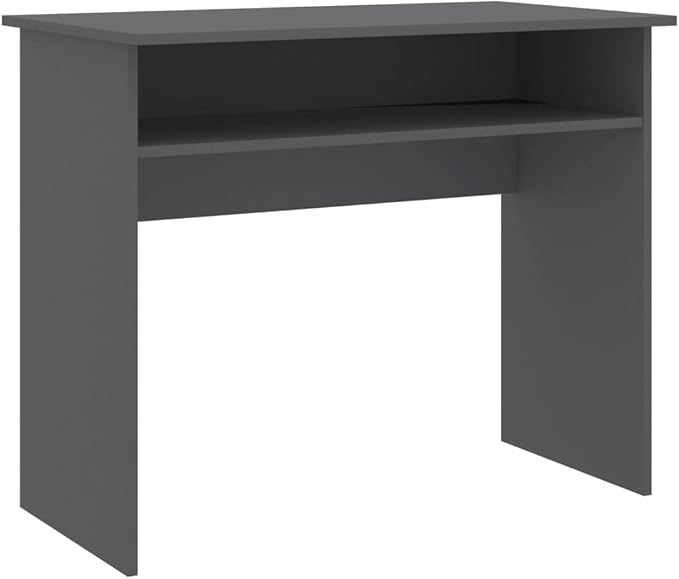 vidaXL Desk Grey Engineered Wood Compact Desk Rectangular Modern