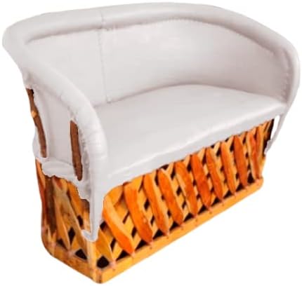 Love Seat Equipal Furniture Handmade By Equipales San Jose White Color Mexican Traditional Style Ideal for your home house garden office restaurant hotel bar beach living room bedroom equipal