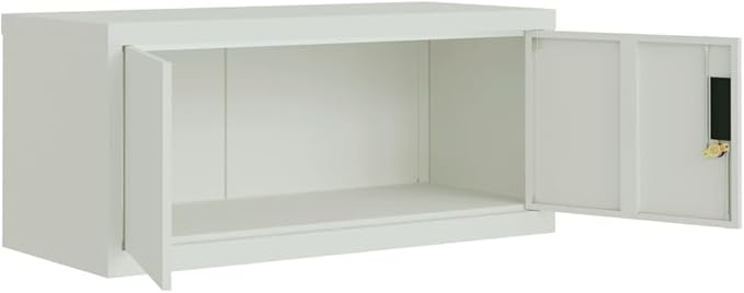 Light Gray File Cabinet 35.4 Steel Home Office Storage Organizer with Lockable Doors