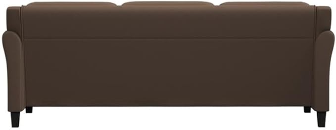 BOWERY HILL Transitional Set of 2 Solid Hardwood Frame Brown Microfiber Upholstered Stationary Sofa &amp Loveseat with Tufted Back Cushions