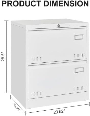 Filing Cabinet Lateral File Cabinet 2 Drawer White Filing Cabinets with Lock Locking Metal File Cabinets Three Drawer Office Cabinet for Legal/Letter/A4/F4 Home Offic