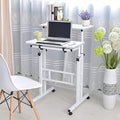 DlandHome Mobile Standing Desk Stand Up Desk Rolling Desk Stand Sit Desk Mobile Computer Desk Adjustable Standing Desk 23.6inches Table Workstation Mobile Desk Cart Tray White