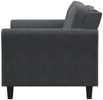 Hawthorne Collections Rolled Arm Microfiber Loveseat Dark Gray Upholstery Solid Wood Frame Button Tufted Back 56.3 in Wide Comfortable Sofa for Living Room or Small Spaces