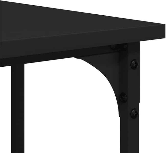 Large Black Engineered Wood Corner Desk Industrial Style Adjustable Feet Computer Desk for Home Office Study Dorm Room