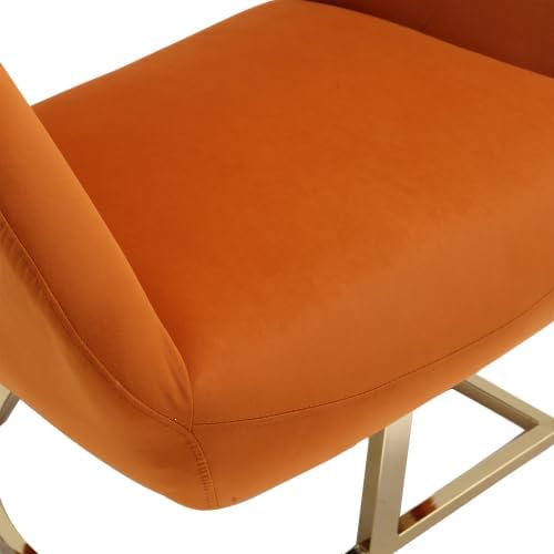 Upholstered Tufted Chair Recliner Chair for Adults with Metal Stand Textured Linen Fabric Sofa for Kids Bedroom Living Room (Orange)