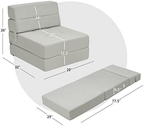 RELAX4LIFE Folding Sofa Bed Chair - 3-in-1 Convertible Couch Sleeper Floor Futon Couch w/Removable Cover &amp Full Padded Foam Fabric Guest Sleeper Chair for Living Room Study Apartment (Grey)