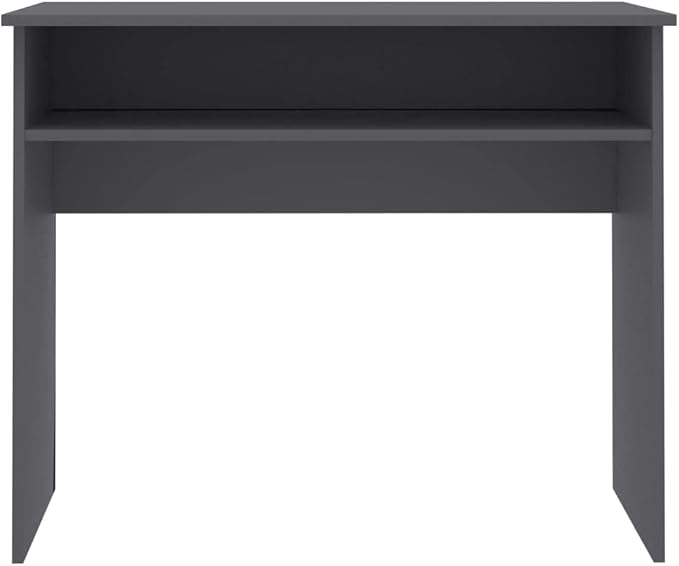 vidaXL Desk Grey Engineered Wood Compact Desk Rectangular Modern