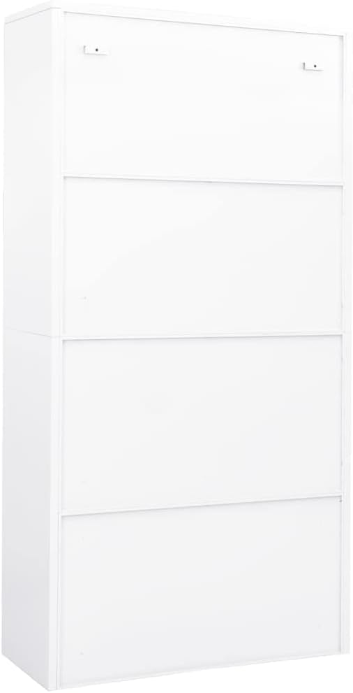 Metal Office Cabinet Garage Storage Cabinet with 4 Doors and Adjustable Shelves 70.9 White Steel Lockable File CabinetLocking Tool Cabinets for OfficeHome (Style B) -AA