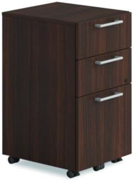 Alera Seville Series Mobile Pedestal Left/Right 3-Drawer: Box/Box/File Legal Mahogany 15 x 18 x 27