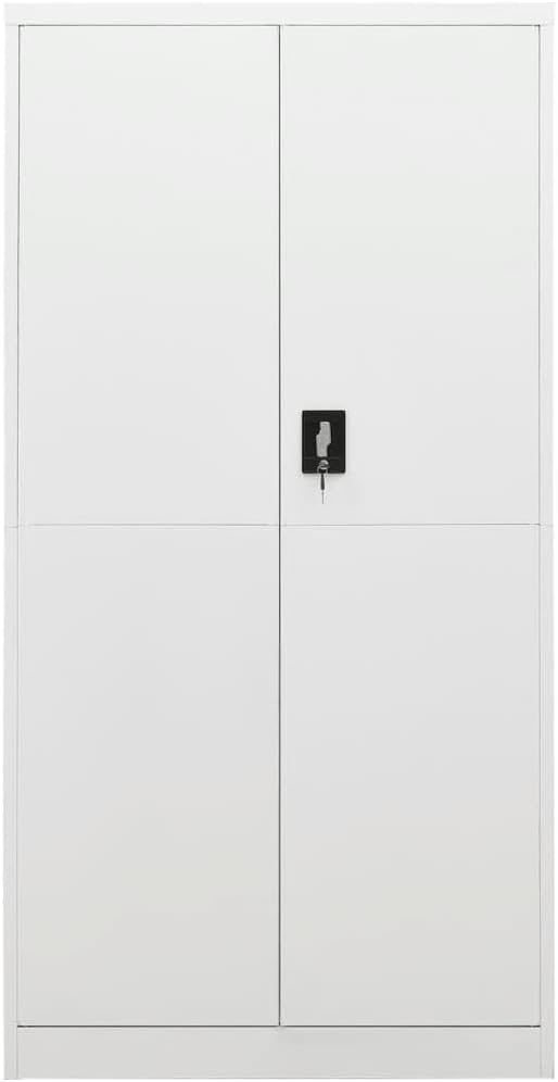 Metal Locker Cabinet Garage Storage Cabinet with 2 Doors and 4 Adjustable Shelves 70.9 White Steel Lockable File CabinetLocking Tool Cabinets for GarageHome (Style G) -AA