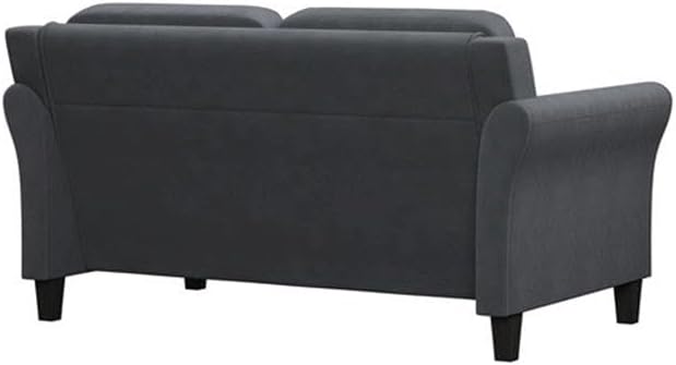 Hawthorne Collections Rolled Arm Microfiber Loveseat Dark Gray Upholstery Solid Wood Frame Button Tufted Back 56.3 in Wide Comfortable Sofa for Living Room or Small Spaces