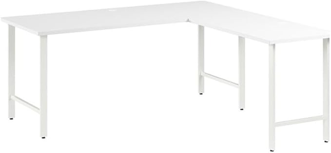 Bush Business Furniture Hustle 72W x 30D L Shaped Computer Desk with Metal Legs in White Modular Corner Table for Home and Professional Office