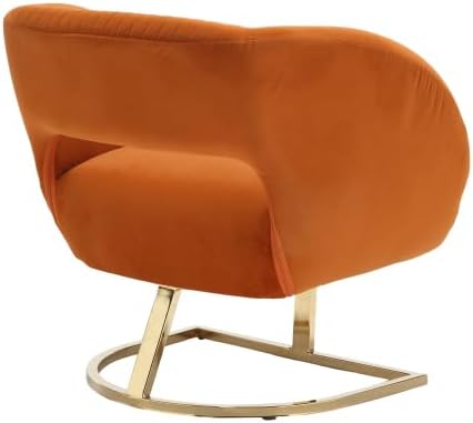 Upholstered Tufted Chair Recliner Chair for Adults with Metal Stand Textured Linen Fabric Sofa for Kids Bedroom Living Room (Orange)