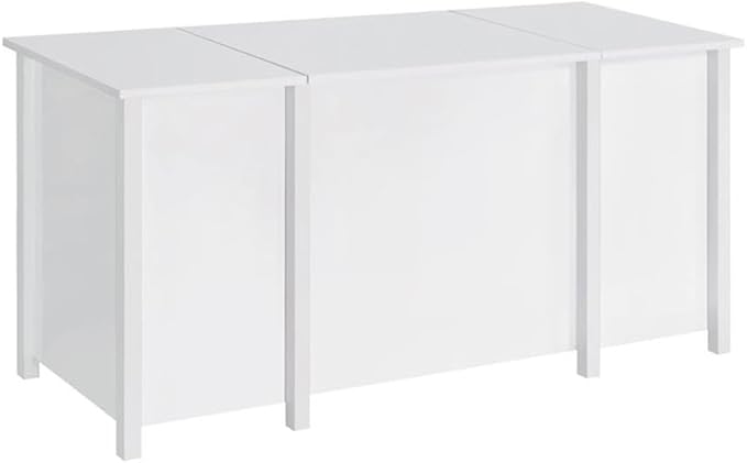 BOWERY HILL Contemporary Wood Lift Top Home Office Desk High Gloss White Finish 60 in Wide MDF and Particle Board Construction 4 Drawers Storage Trays Ergonomic Workspace