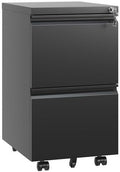 Black 2 Drawer Metal Mobile File Cabinet File Cabinet on Wheels for Letter/Legal/A4 File Under Desk Metal Rolling File Cabinets for Home OfficeMobile Filing Cabinet