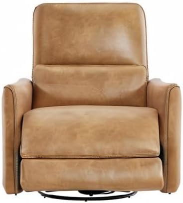 CHITA Power Recliner Chair Swivel Glider FSC Certified Upholstered Faux Leather Living Room Nursery Reclining Sofa Chair with Lumbar Support Cognac Brown