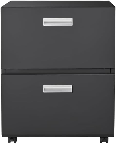 3-Drawer Mobile Filing Cabinet with Lock Metal Filing Cabinet to be Installation Required (Black + Metal + Metal)