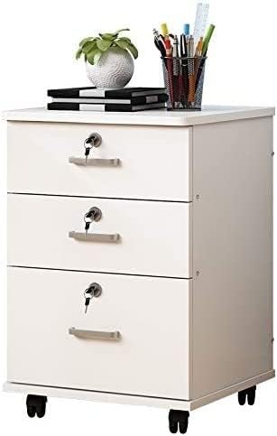 File Cabinet Simple Office Wooden Drawer Cabinet Storage Cabinet with Lock Removable Data Cabinet Storage Cabinet (Grey)