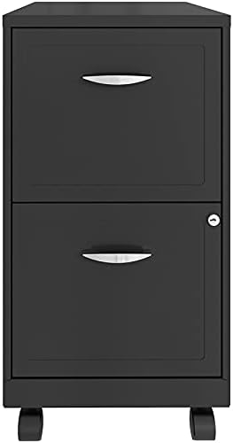 Pemberly Row 2-Drawer Mobile Metal Filing Cabinet Gray Finish 26.7 H X 14.25 W X 18 D Lockable Letter-Size Storage Smooth Glide Suspension Easy Roll Casters for Home or Office Use