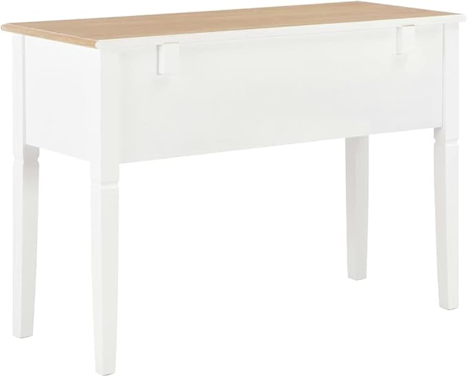 Wooden Writing Desk with 5 Drawers Writing Study Table Computer Desk Work Desk for Home Office Study Living Room Brown and White 43.1x17.7x30.5 Wood-187