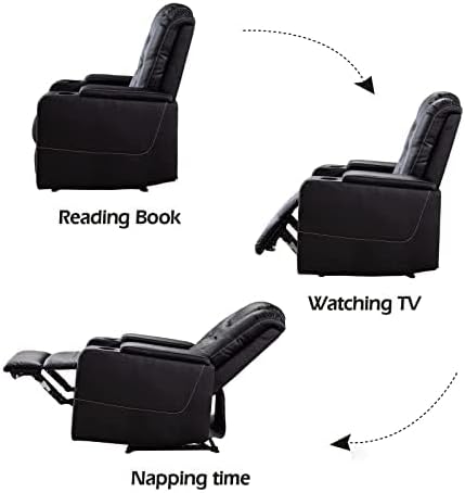CANMOV Electric Power Recliner Chair Set of 3 Breathable Leather Home Theater Seating with Hidden Arm Storage Power Recliner Chair with USB Ports and Cup Holders for Living RoomBlack