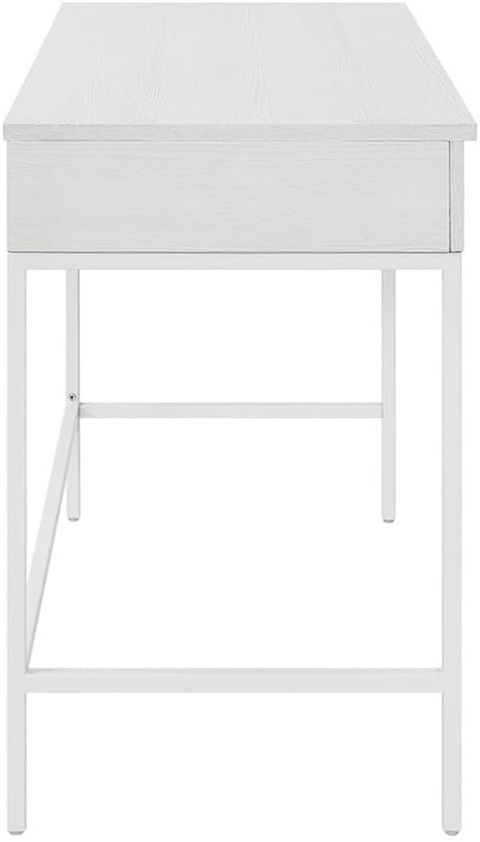 Pemberly Row Worksmart Sit-to-Stand Desk 40 W x 20 D x 31 H White Oak Engineered Wood Adjustable Height with Storage Drawer Modern Steel Frame Home Office or Student Desk