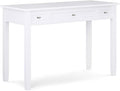 Pemberly Row Wood Transitional Writing Desk 48 in Wide Solid Wood White Finish Rustic Style with Storage Drawers Keyboard Tray Ideal for Home Office Living Room Bedroom or Condo Use