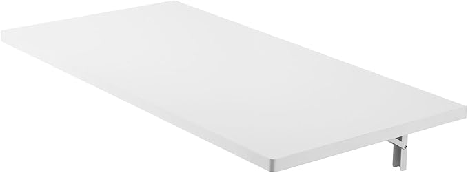 VEVOR Wall Mounted Folding Table 39.4 x 19.7 inches Wall Mount Table Floating Desk with Iron Bracket for Small Spaces Home Office Dining Laundry Room Kitchen Bar White