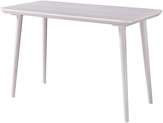 Pemberly Row Mid-Century Wood Writing Desk 47 W x 23 D x 30 H White Oak Finish MDF and Particle Board with Solid Wood Legs Beveled Table Edge Home Office Desk with USB Ports and Outlet