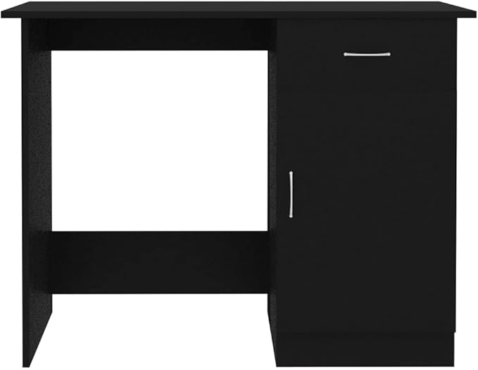 vidaXL Desk Black Engineered Wood Compact Desk Rectangular Modern