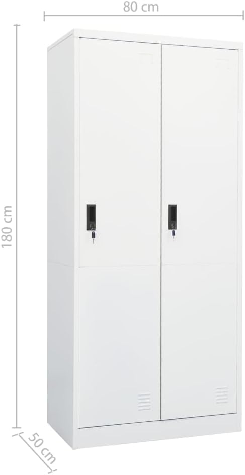 Steel Storage Wardrobe Cabinet Locker with Lock Door White Metal Wardrobe Armoire Closet with Hanging Rod for Office Home School EmployeeGymFire Department (Style F) -AA