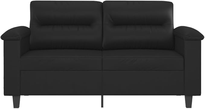 2-Seater Faux Leather Loveseat 59.1 x 59.1 x 31.5 in Modern Compact Couch with Steel Frame &amp Plush Armrests Black Small Sofa for Living Room Apartment Studio