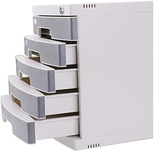 Filing Cabinet Convenient Flat Grey Five Locking Upper Drawers Practical Drawers Plastic Bookcase(Color:Gray)