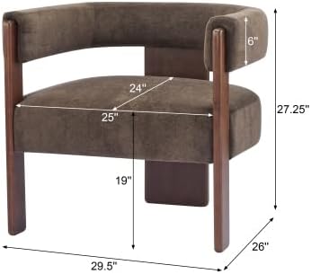 Christopher Knight Home Nettie Modern Accent Chair for Living Room Velvet Fabric Single Lounge Sofa Chair with Wooden Frame Comfy Reading Chair for Bedroom Lounge Armchair with Cushion Dark Brown