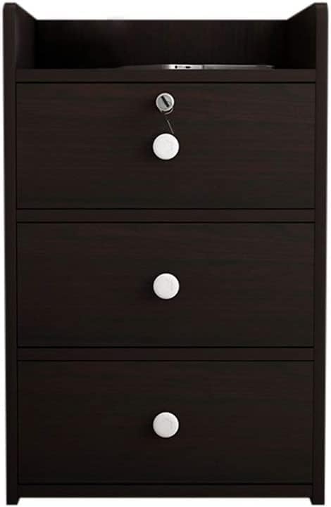 File Cabinet Office with Lock Three Layer Drawer Cabinet Home Bedside Cabinet Information Cabinet Office Furniture (D)