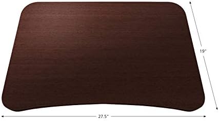 Pemberly Row Height Adjustable Stand Up Laptop Table 28-41 in Espresso Finish MDF Top Silver Lacquered Aluminum Base Locking Casters Mobile Contemporary Home Office Desk