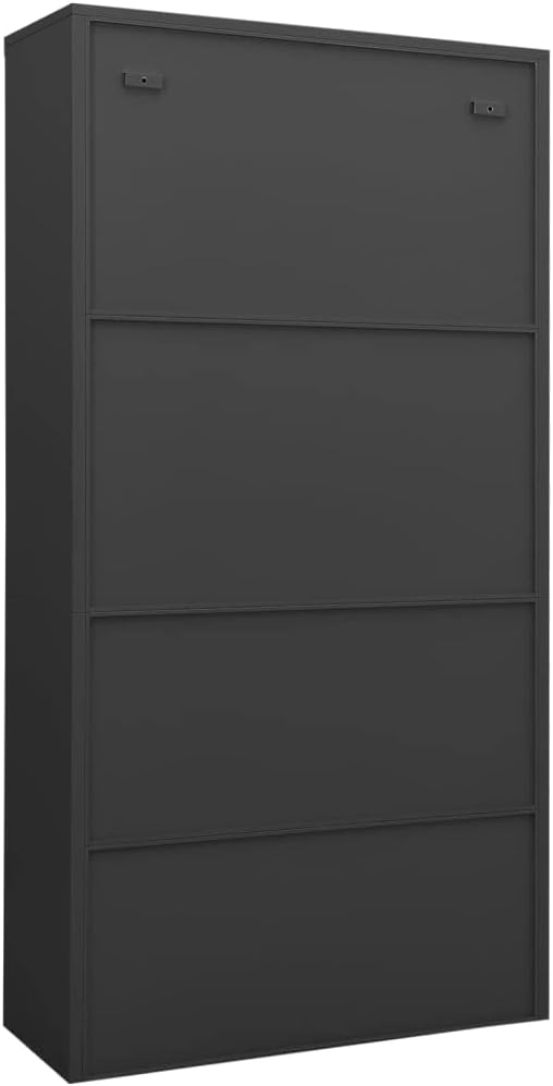 Metal Office Cabinet Garage Storage Cabinet with 4 Doors and 3 Adjustable Shelves 70.9 Anthracite Steel Lockable File CabinetLocking Tool Cabinets for OfficeHome (Style C) -AA